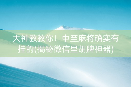 大神教教你！中至麻将确实有挂的(揭秘微信里胡牌神器)
