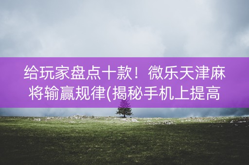 给玩家盘点十款！微乐天津麻将输赢规律(揭秘手机上提高赢的概率)