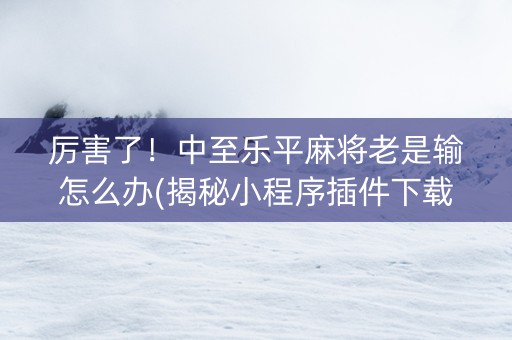 厉害了！中至乐平麻将老是输怎么办(揭秘小程序插件下载)