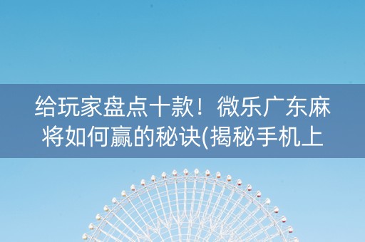 给玩家盘点十款！微乐广东麻将如何赢的秘诀(揭秘手机上助攻神器)