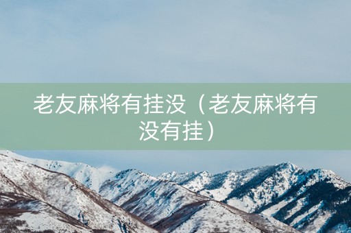老友麻将有挂没（老友麻将有没有挂）