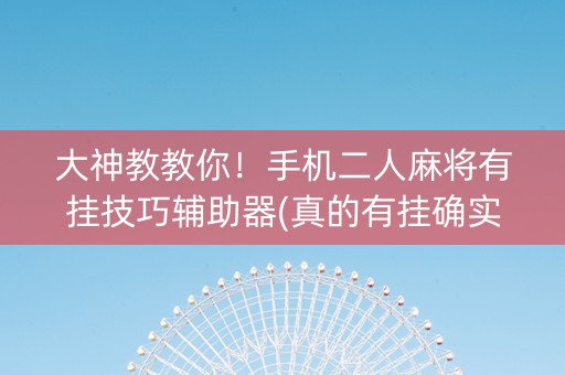 大神教教你！手机二人麻将有挂技巧辅助器(真的有挂确实有挂)