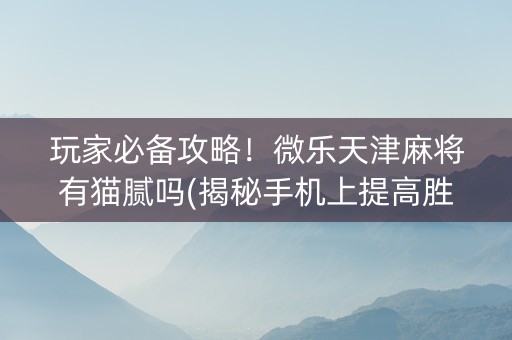 玩家必备攻略！微乐天津麻将有猫腻吗(揭秘手机上提高胜率)