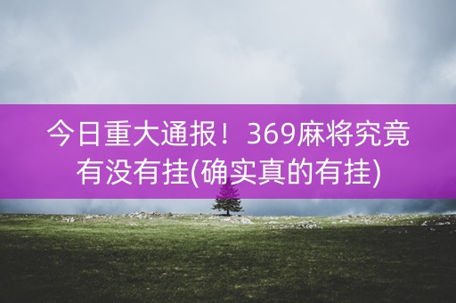 今日重大通报！369麻将究竟有没有挂(确实真的有挂)