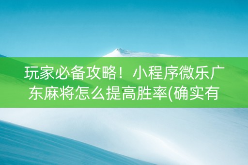 玩家必备攻略！小程序微乐广东麻将怎么提高胜率(确实有挂吗)