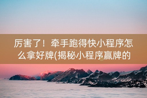 厉害了！牵手跑得快小程序怎么拿好牌(揭秘小程序赢牌的技巧)