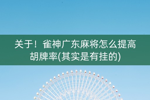关于！雀神广东麻将怎么提高胡牌率(其实是有挂的)