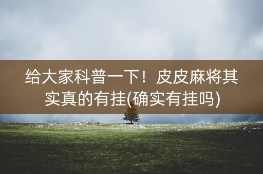 给大家科普一下！皮皮麻将其实真的有挂(确实有挂吗)