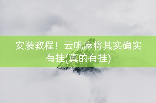 安装教程！云帆麻将其实确实有挂(真的有挂)