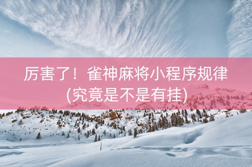 厉害了！雀神麻将小程序规律(究竟是不是有挂)