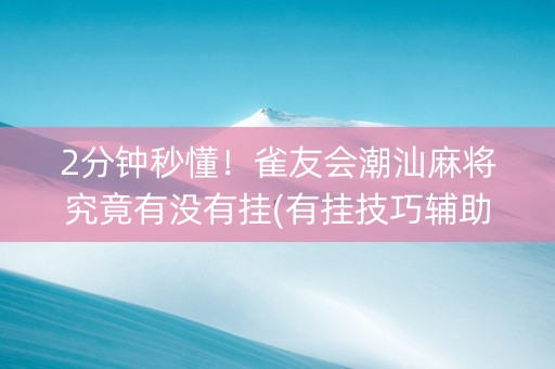 2分钟秒懂！雀友会潮汕麻将究竟有没有挂(有挂技巧辅助器)