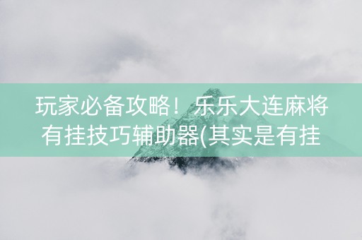玩家必备攻略！乐乐大连麻将有挂技巧辅助器(其实是有挂确实有挂)