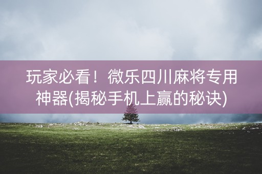玩家必看！微乐四川麻将专用神器(揭秘手机上赢的秘诀)