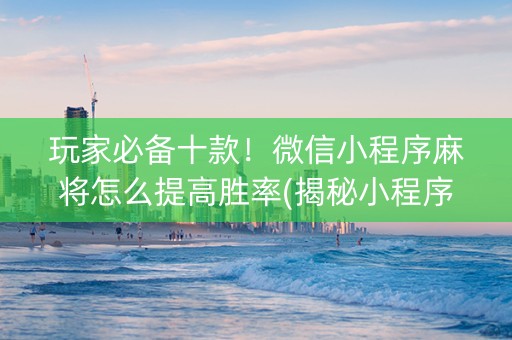玩家必备十款！微信小程序麻将怎么提高胜率(揭秘小程序助手软件)