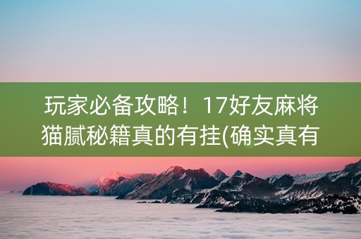 玩家必备攻略！17好友麻将猫腻秘籍真的有挂(确实真有挂)