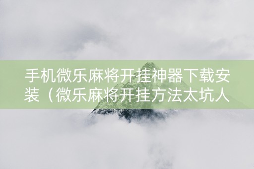 手机微乐麻将开挂神器下载安装（微乐麻将开挂方法太坑人了教你用挂）