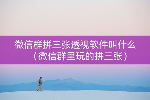 微信群拼三张透视软件叫什么（微信群里玩的拼三张）