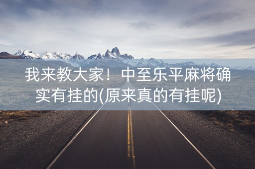 我来教大家！中至乐平麻将确实有挂的(原来真的有挂呢)