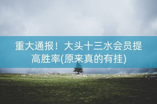 重大通报！大头十三水会员提高胜率(原来真的有挂)