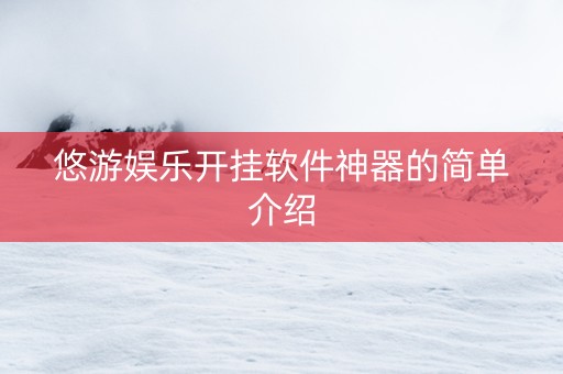 悠游娱乐开挂软件神器的简单介绍