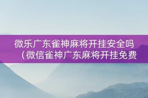 微乐广东雀神麻将开挂安全吗（微信雀神广东麻将开挂免费）