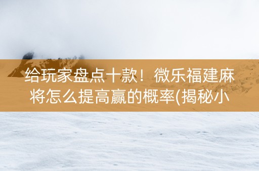 给玩家盘点十款！微乐福建麻将怎么提高赢的概率(揭秘小程序辅牌器)