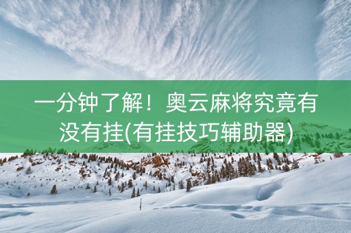 一分钟了解！奥云麻将究竟有没有挂(有挂技巧辅助器)