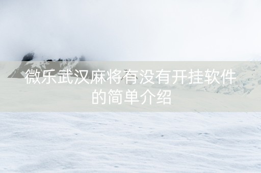 微乐武汉麻将有没有开挂软件的简单介绍