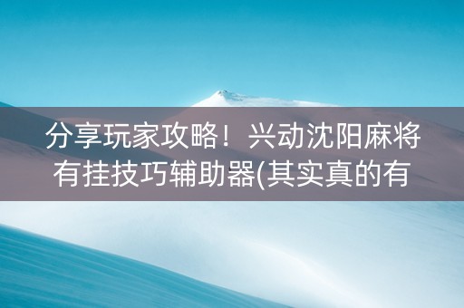 分享玩家攻略！兴动沈阳麻将有挂技巧辅助器(其实真的有挂)
