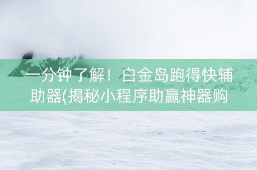一分钟了解！白金岛跑得快辅助器(揭秘小程序助赢神器购买)