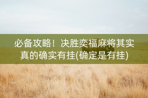 必备攻略！决胜奕福麻将其实真的确实有挂(确定是有挂)