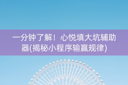 一分钟了解！心悦填大坑辅助器(揭秘小程序输赢规律)