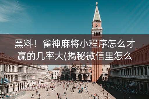 黑料！雀神麻将小程序怎么才赢的几率大(揭秘微信里怎么容易赢)
