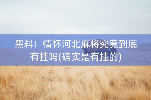 黑料！情怀河北麻将究竟到底有挂吗(确实是有挂的)