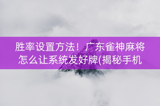 胜率设置方法！广东雀神麻将怎么让系统发好牌(揭秘手机上自建房怎么赢)