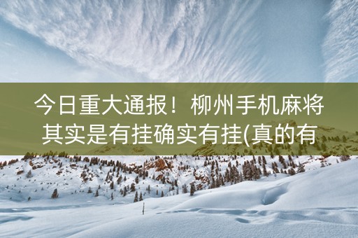 今日重大通报！柳州手机麻将其实是有挂确实有挂(真的有挂确实有挂)