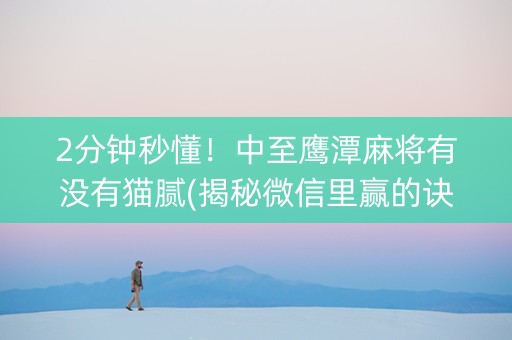 2分钟秒懂！中至鹰潭麻将有没有猫腻(揭秘微信里赢的诀窍)