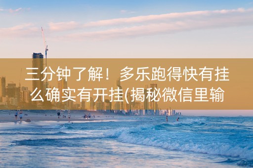 三分钟了解！多乐跑得快有挂么确实有开挂(揭秘微信里输赢技巧)