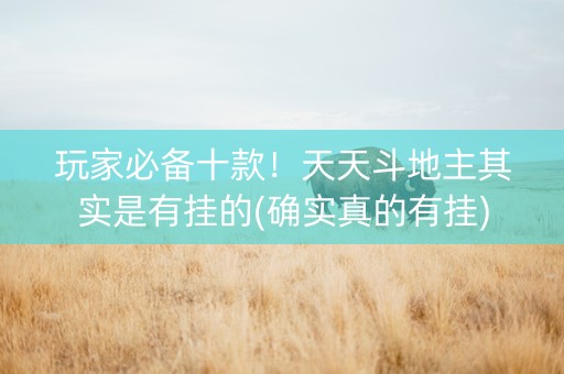 玩家必备十款！天天斗地主其实是有挂的(确实真的有挂)
