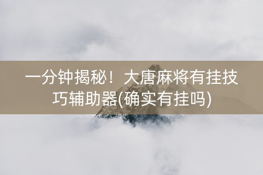 一分钟揭秘！大唐麻将有挂技巧辅助器(确实有挂吗)