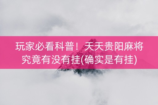 玩家必看科普！天天贵阳麻将究竟有没有挂(确实是有挂)