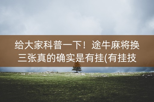 给大家科普一下！途牛麻将换三张真的确实是有挂(有挂技巧辅助器)