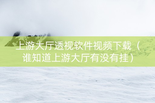 上游大厅透视软件视频下载（谁知道上游大厅有没有挂）