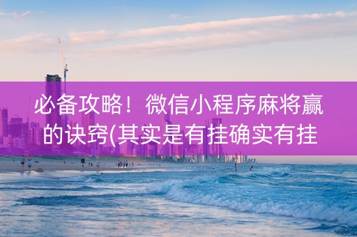 必备攻略！微信小程序麻将赢的诀窍(其实是有挂确实有挂)