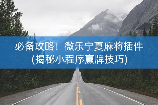 必备攻略！微乐宁夏麻将插件(揭秘小程序赢牌技巧)