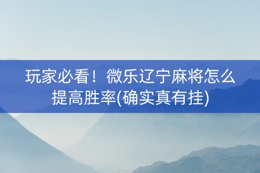 玩家必看！微乐辽宁麻将怎么提高胜率(确实真有挂)