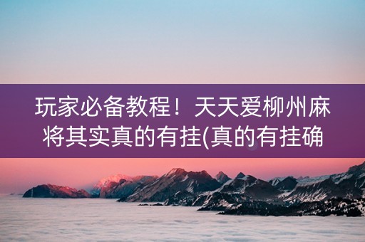 玩家必备教程！天天爱柳州麻将其实真的有挂(真的有挂确实有挂)