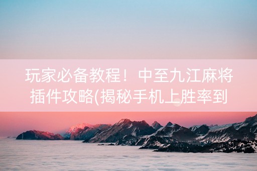 玩家必备教程！中至九江麻将插件攻略(揭秘手机上胜率到哪调)