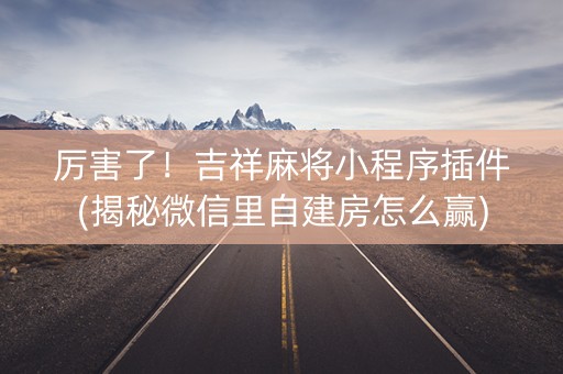 厉害了！吉祥麻将小程序插件(揭秘微信里自建房怎么赢)