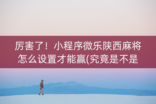 厉害了！小程序微乐陕西麻将怎么设置才能赢(究竟是不是有挂)